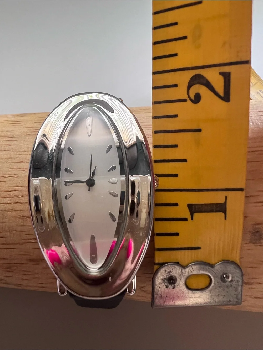 RLM Robert Lee Morris Sterling Silver Modernist Oval Watch Leather Band